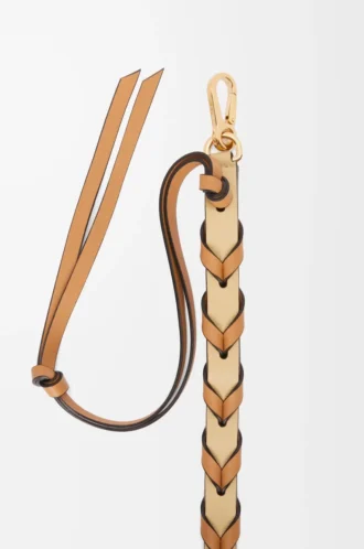 Thin braided strap in classic calfskin Dark Butter/Warm Desert