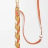 Thin braided strap in classic calfskin Soft White/Maple Orange Thin braided strap in classic calfskin Soft White/Maple Orange