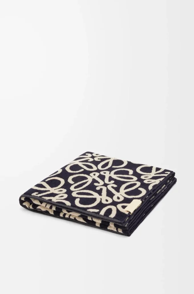 Towel in cotton Navy Blue/Beige