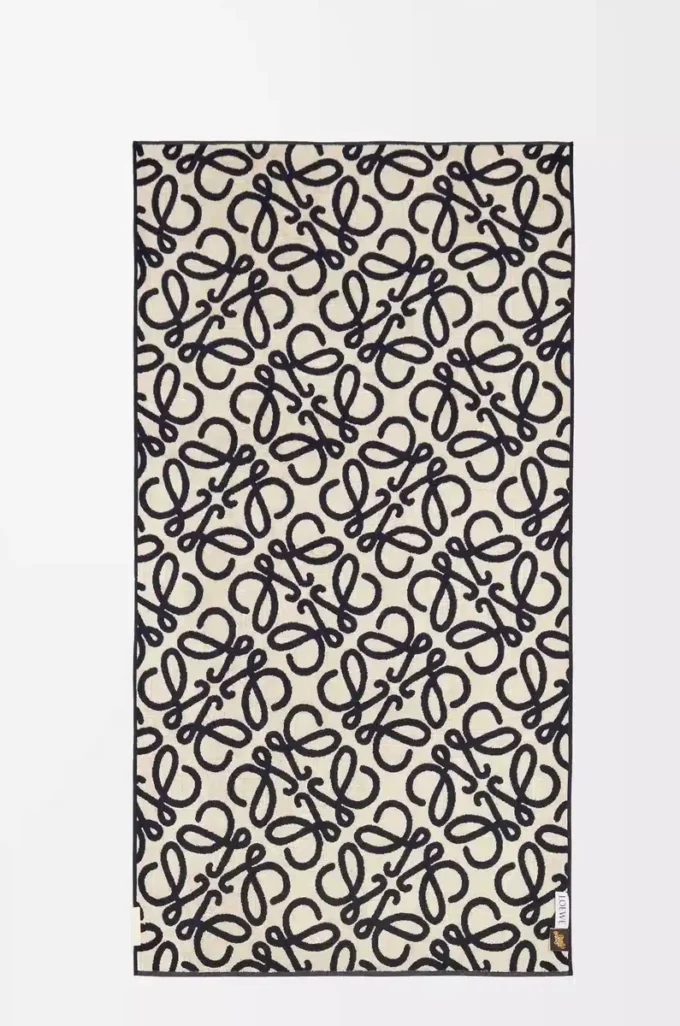Towel in cotton Navy Blue/Beige