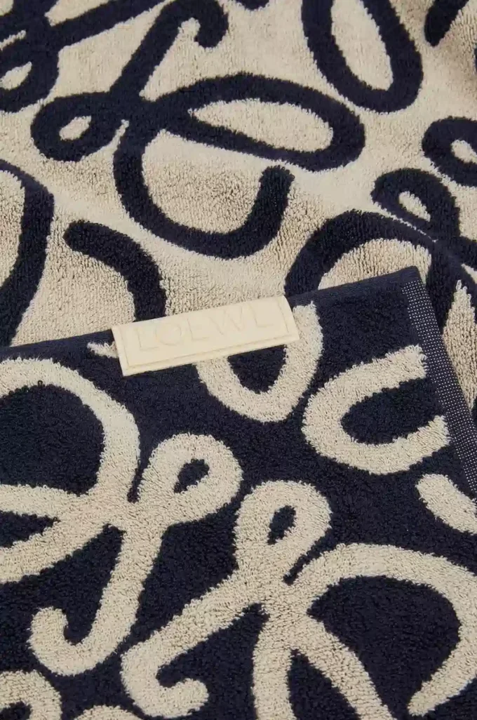 Towel in cotton Navy Blue/Beige