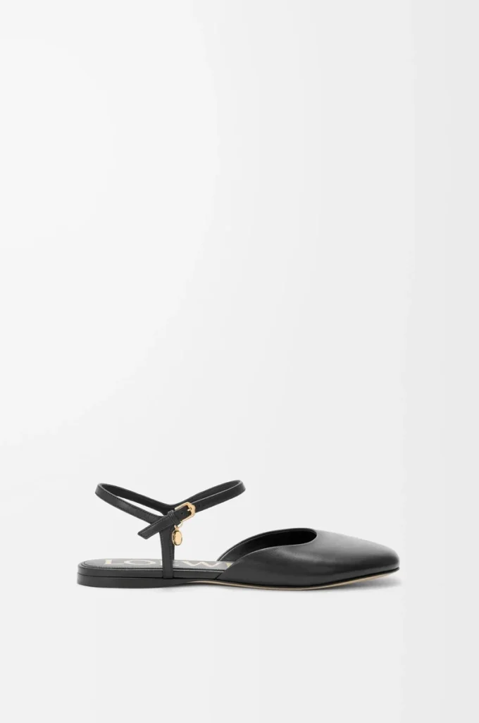 Toy ankle strap ballerina in lambskin Black