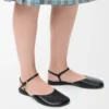Toy ankle strap ballerina in lambskin Black