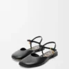 Toy ankle strap ballerina in lambskin Black
