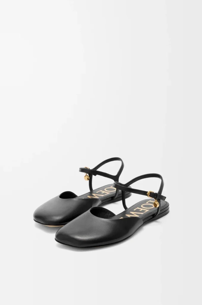 Toy ankle strap ballerina in lambskin Black