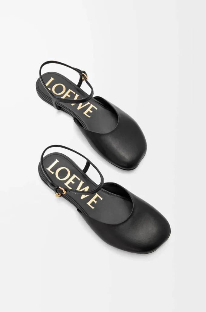 Toy ankle strap ballerina in lambskin Black