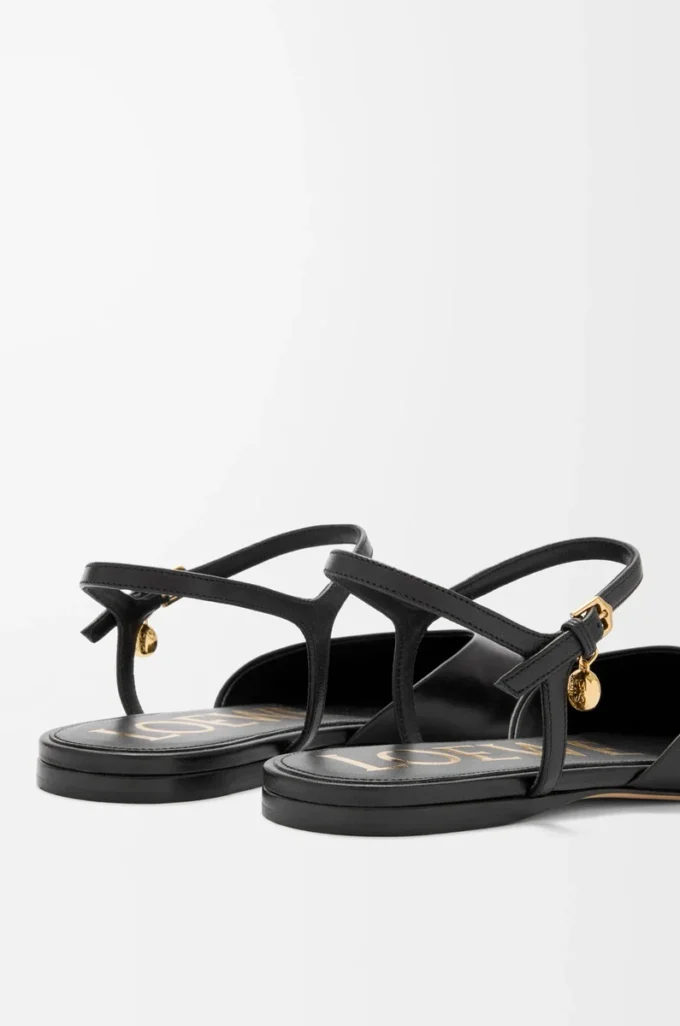 Toy ankle strap ballerina in lambskin Black