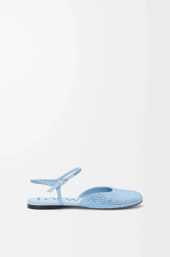 Toy ankle strap ballerina in rhinestone-embellished suede Baby Blue Toy ankle strap ballerina in rhinestone-embellished suede Baby Blue
