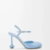 Toy ankle strap pump in rhinestone-embellished suede Baby Blue