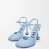 Toy ankle strap pump in rhinestone-embellished suede Baby Blue