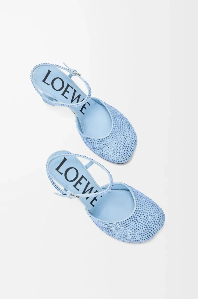 Toy ankle strap pump in rhinestone-embellished suede Baby Blue