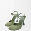 Toy ankle strap pump in rhinestone-embellished suede Military Green