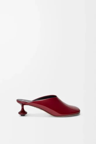 Toy mule in soft patent lambskin Dark Red