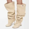 Toy over the knee boot in nappa lambskin Oat Milk
