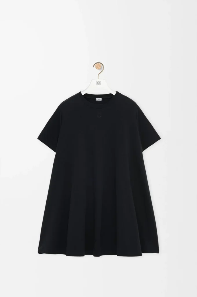 Trapeze dress in cotton blend Black