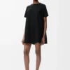 Trapeze dress in cotton blend Black