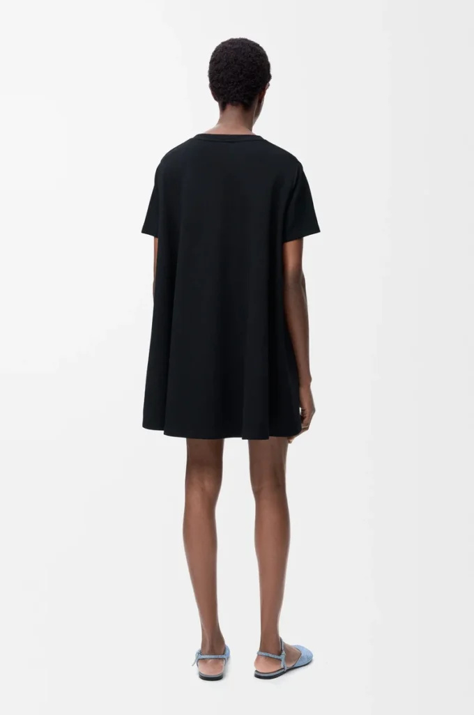 Trapeze dress in cotton blend Black