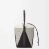 Treasure Bako bucket in canvas jacquard and calfskin Natural/Black