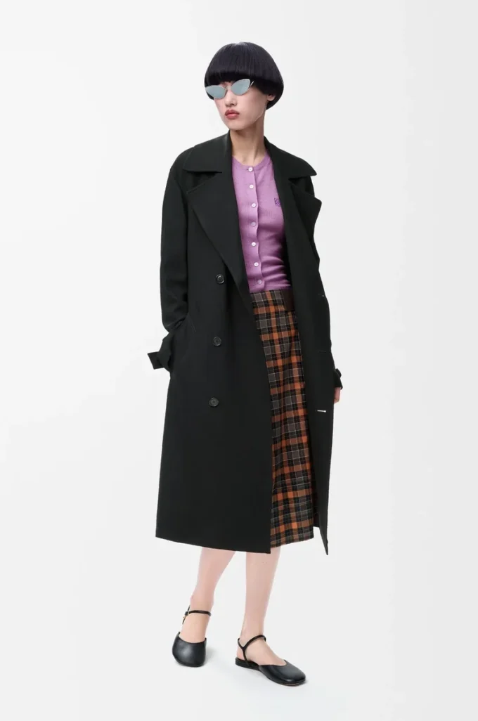 Trench coat in stretch viscose Black Trench coat in stretch viscose Black