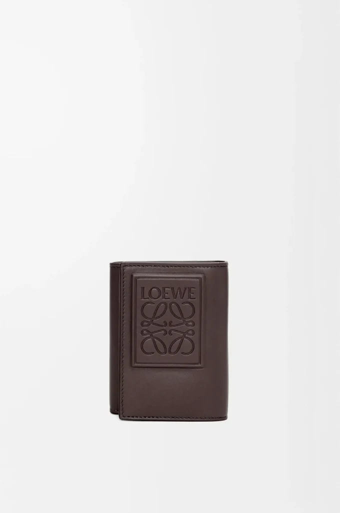 Trifold wallet in satin calfskin Dark Brown