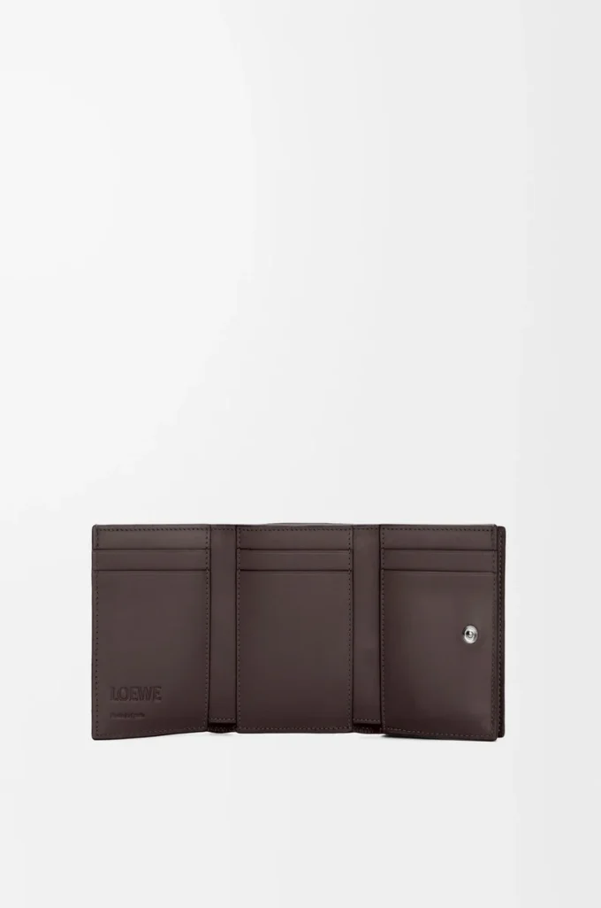 Trifold wallet in satin calfskin Dark Brown