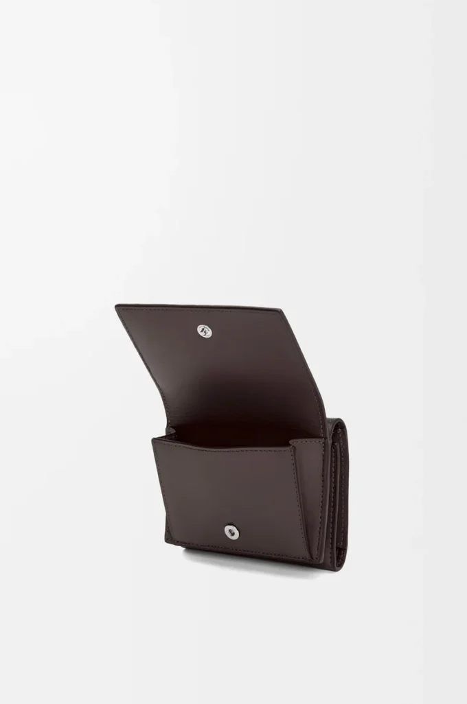 Trifold wallet in satin calfskin Dark Brown