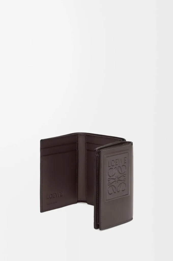 Trifold wallet in satin calfskin Dark Brown