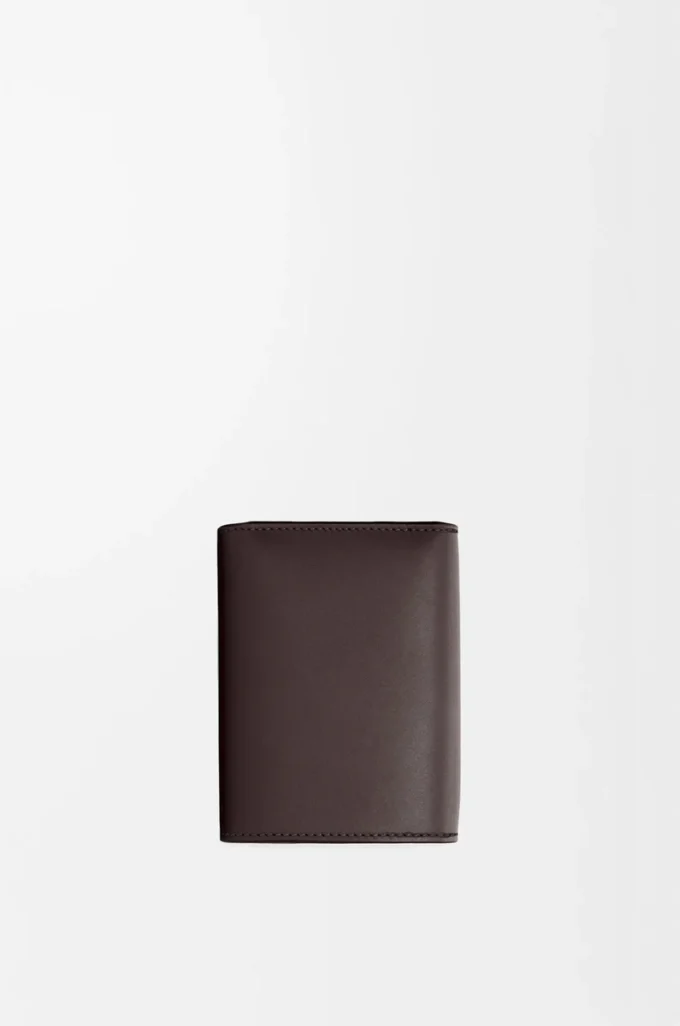 Trifold wallet in satin calfskin Dark Brown