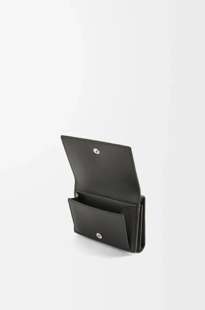 Trifold wallet in soft grained calfskin Black
