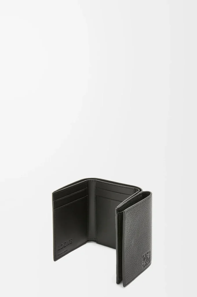 Trifold wallet in soft grained calfskin Black