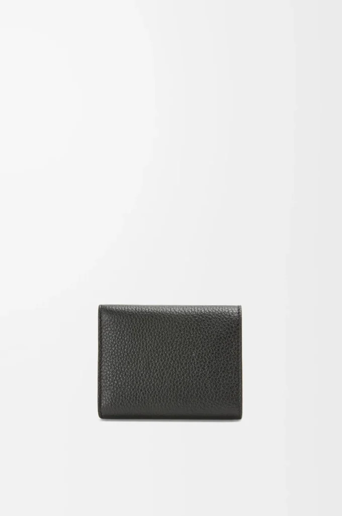 Trifold wallet in soft grained calfskin Black