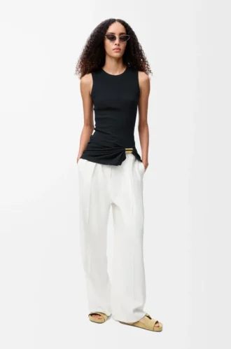 Trousers in stretch viscose blend White