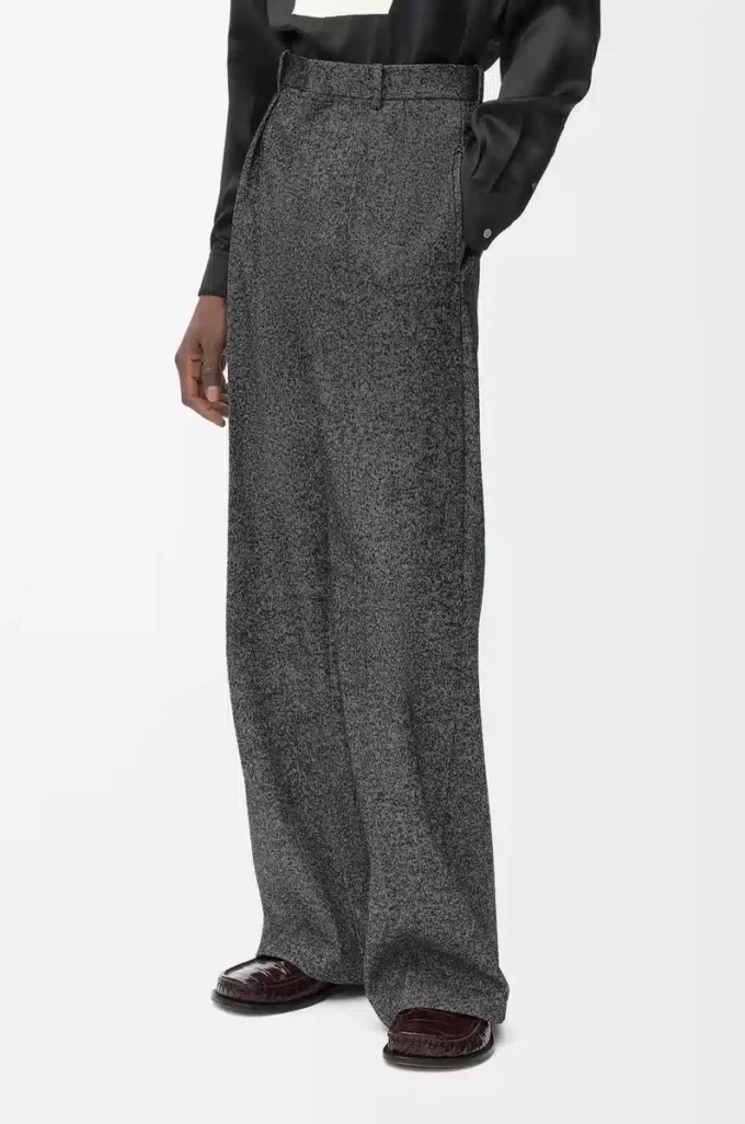 Trousers in wool blend Grey Melange
