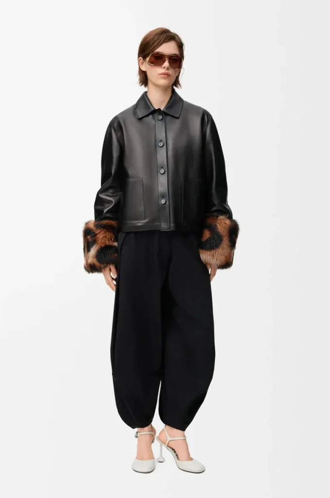Turn-up jacket in nappa lambskin Black Turn-up jacket in nappa lambskin Black