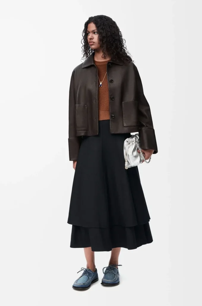Turn-up jacket in nappa lambskin Brown Turn-up jacket in nappa lambskin Brown