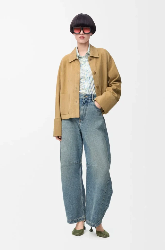 Turn-up jacket in suede lambskin Gold Turn-up jacket in suede lambskin Gold