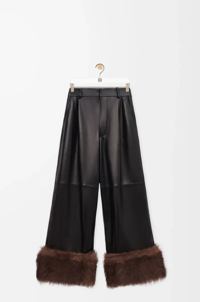 Turn-up trousers in nappa lambskin Black Turn-up trousers in nappa lambskin Black