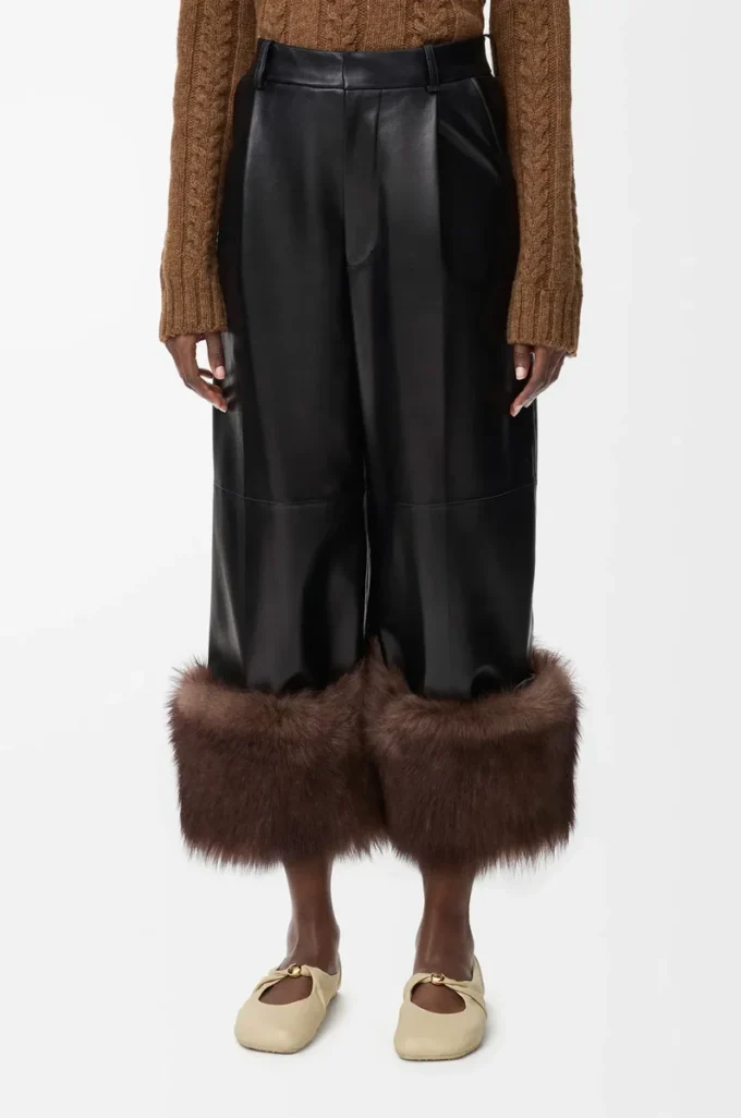 Turn-up trousers in nappa lambskin Black Turn-up trousers in nappa lambskin Black
