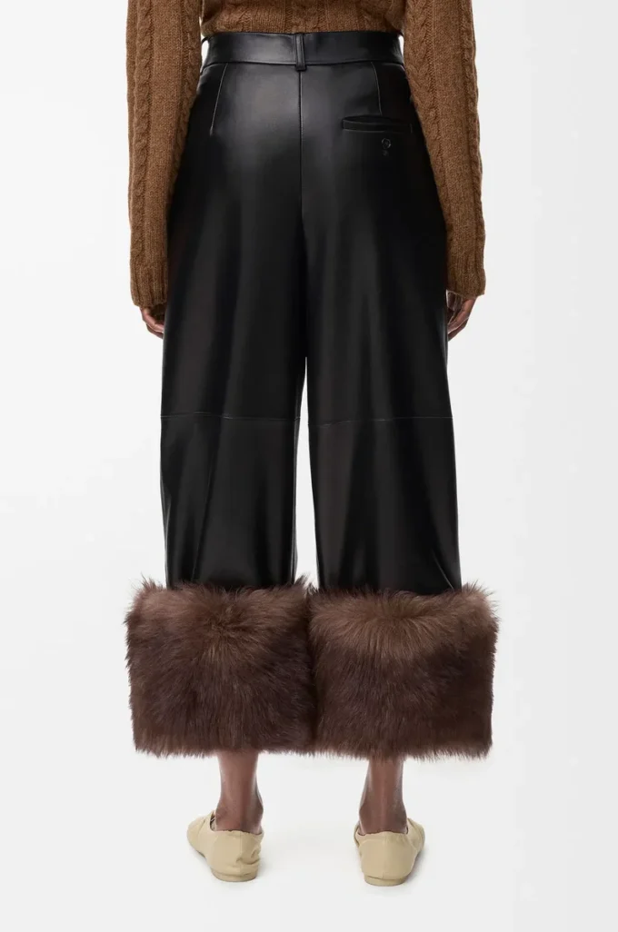 Turn-up trousers in nappa lambskin Black Turn-up trousers in nappa lambskin Black