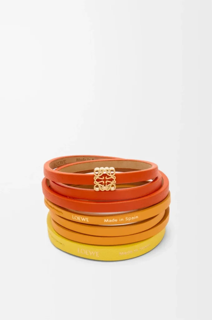 Twist double bracelet in calfskin Vivid Orange/Yellow Twist double bracelet in calfskin Vivid Orange/Yellow