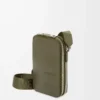 Vertical crossbody pocket in satin calfskin Khaki Green