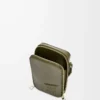 Vertical crossbody pocket in satin calfskin Khaki Green
