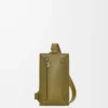 Vertical T Pocket in soft grained calfskin Olive