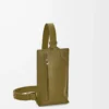 Vertical T Pocket in soft grained calfskin Olive