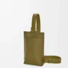Vertical T Pocket in soft grained calfskin Olive