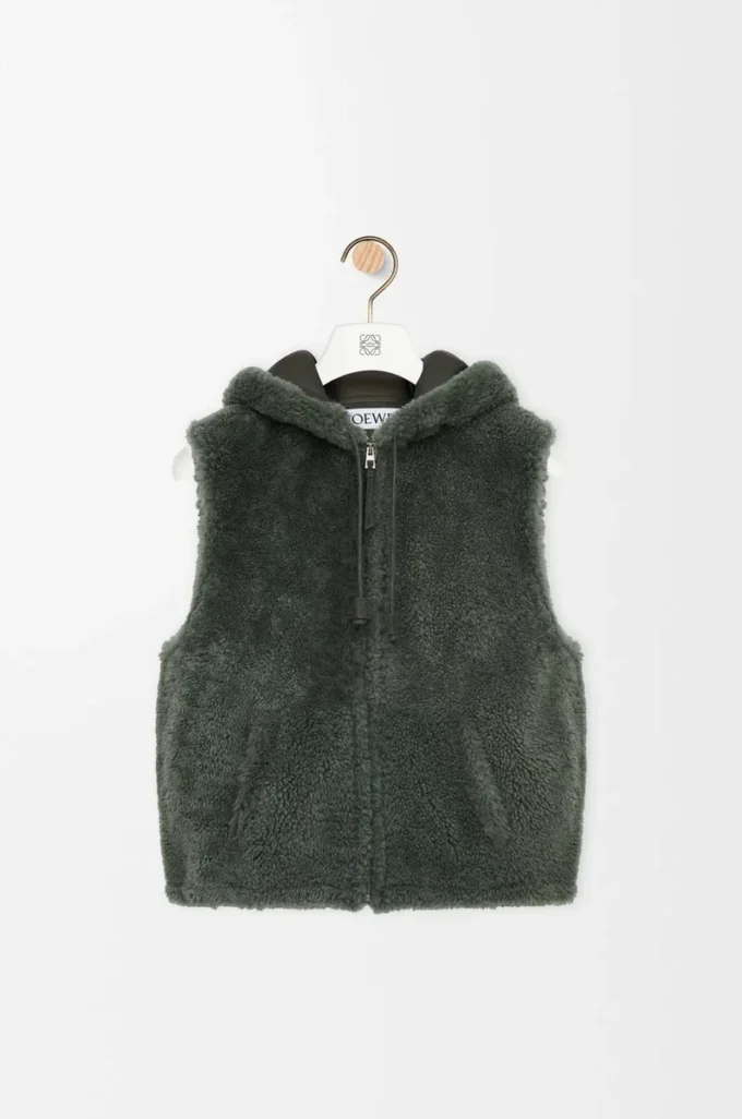Vest in shearling Khaki Green Vest in shearling Khaki Green