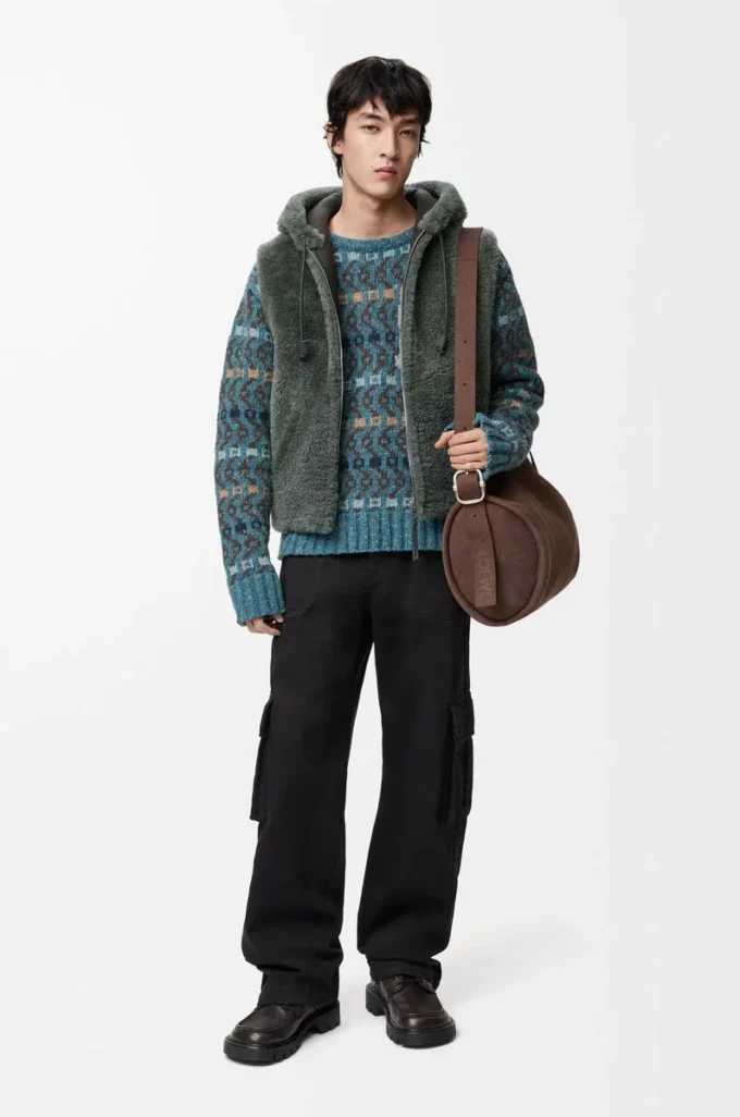Vest in shearling Khaki Green Vest in shearling Khaki Green