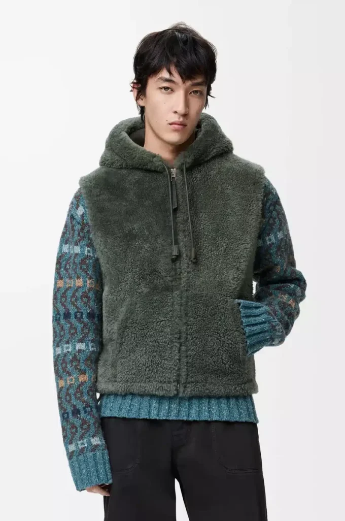 Vest in shearling Khaki Green Vest in shearling Khaki Green