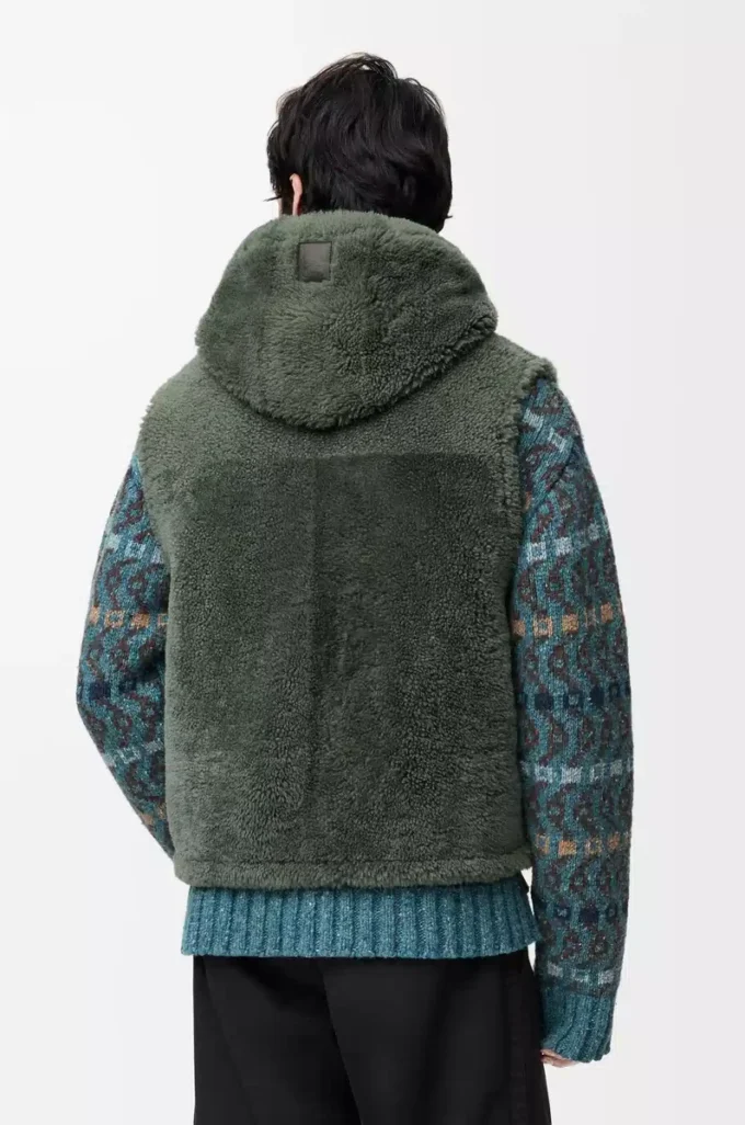 Vest in shearling Khaki Green Vest in shearling Khaki Green