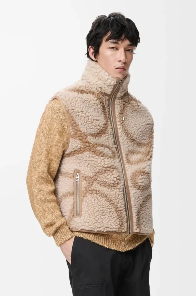 Vest in wool blend Beige/Khaki Green